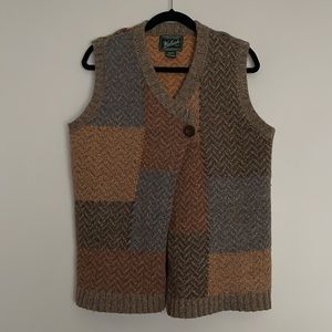 Vintage Woolrich Patchwork Chevron Knit Pattern Lambswool Sweater Vest Size L